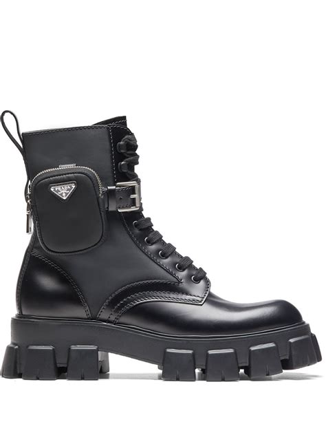 prada leather and neoprene boots mens|prada ankle pouch combat boots.